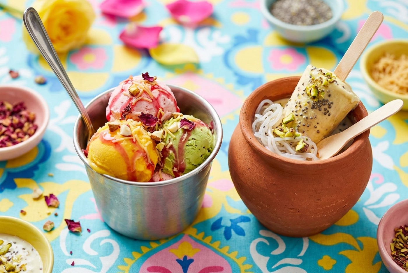 Colourful Indian ice cream and kulfi